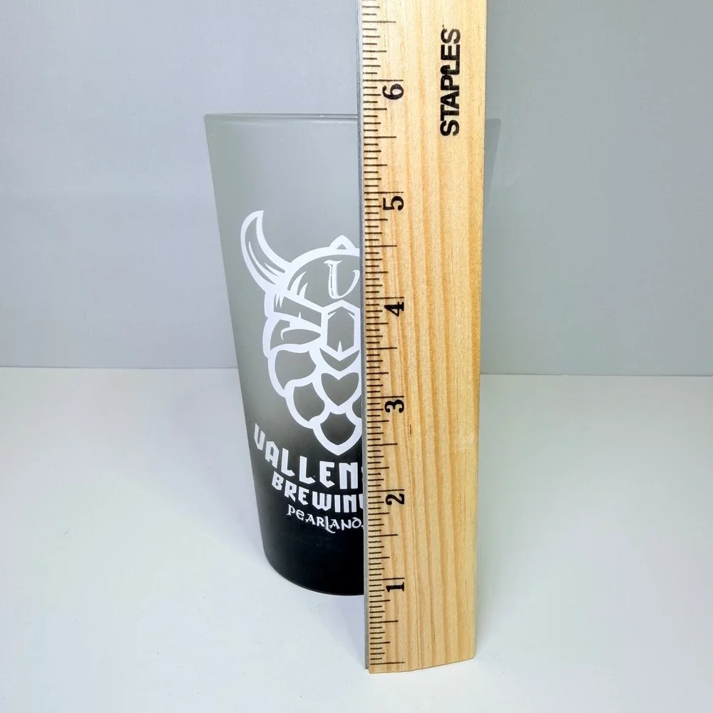 Vallensons Brewing Co 2nd Anniversary 2019 Frosted Pint Glass Pearland TX Viking